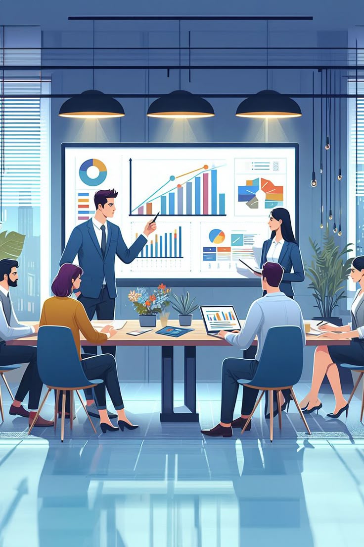 People Working in Office Illustration img